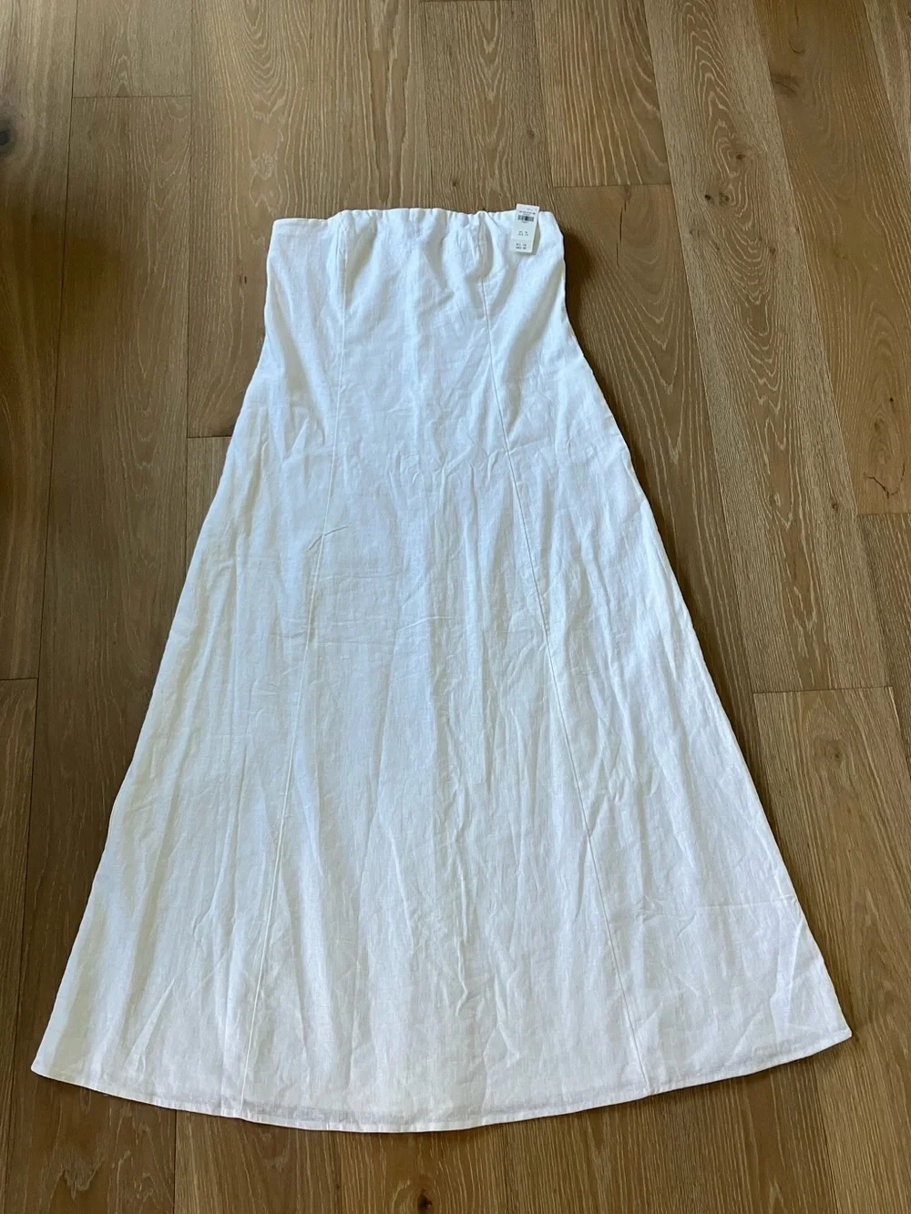 Abercrombie & Fitch White Dress Linen Cotton Skimming Strapless Maxi L Tall